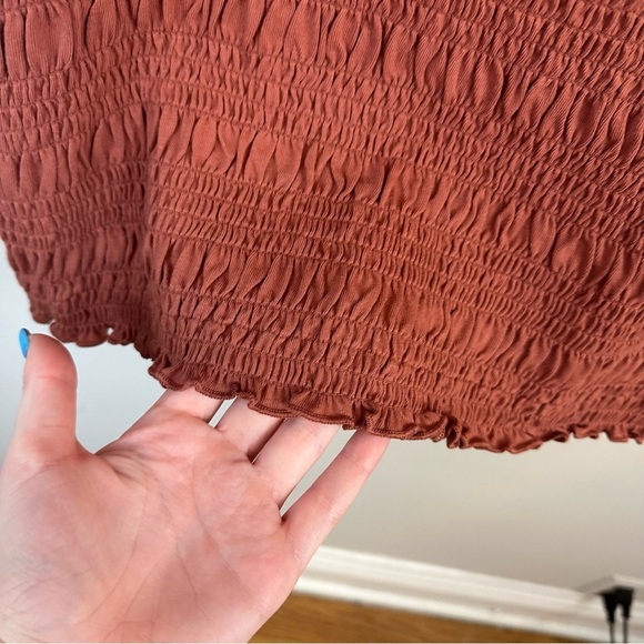 H&M | Rust Colored Balloon Sleeve Smocked Cotton Jersey Dress Large NWT - Picture 5 of 8